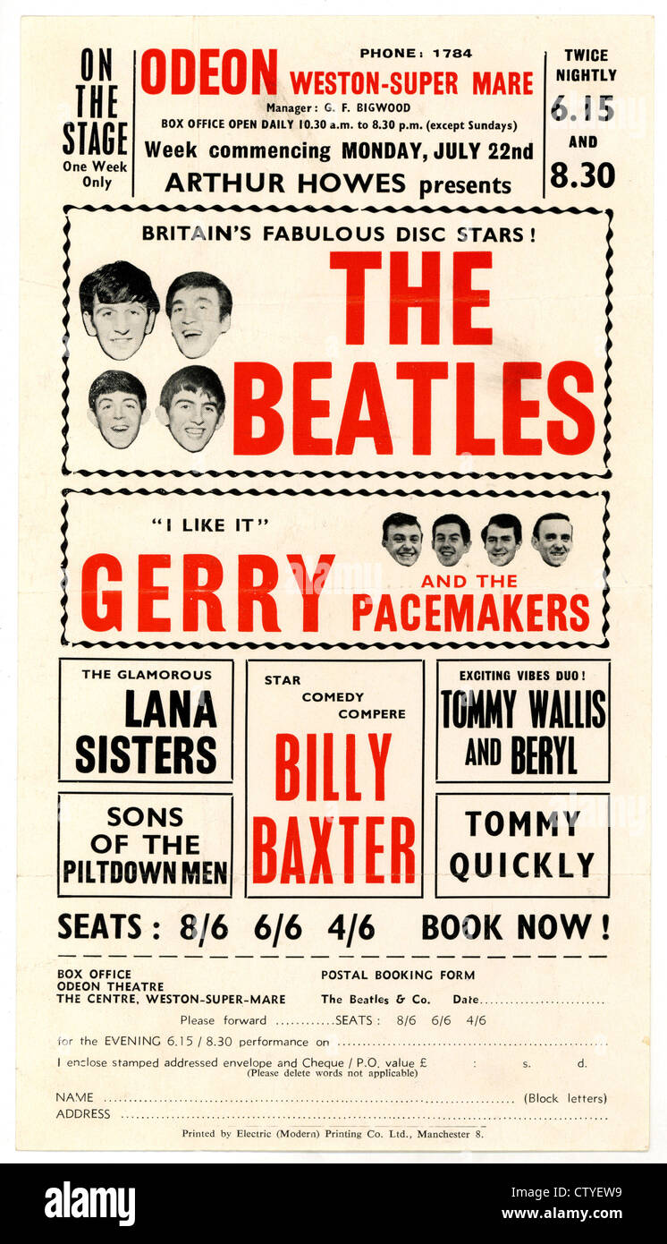000841 - Le Concert d'une circulaire de la Beatles Weston-Super-Mare Odeon le 2 juillet 1963 Banque D'Images