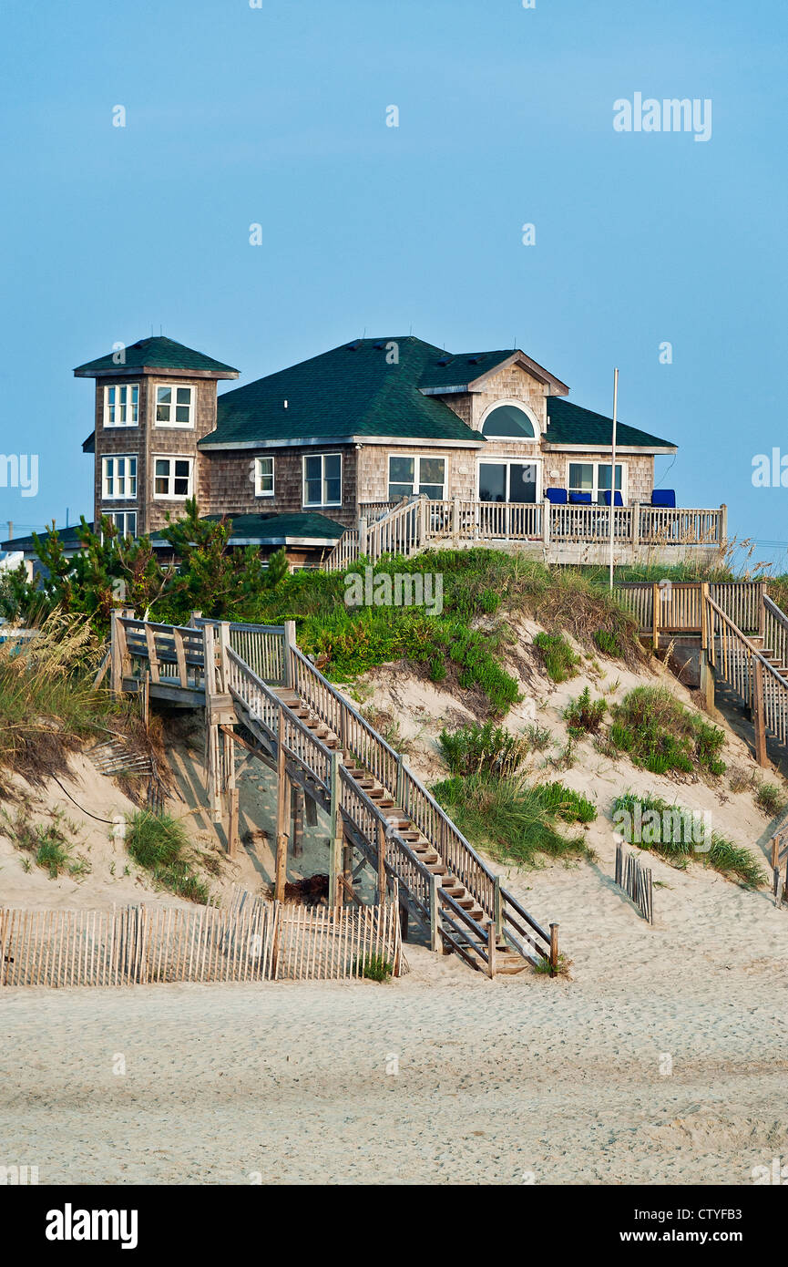 Waterfront Beach house, Nags Head, OBX, Outer Banks, Caroline du Nord, États-Unis Banque D'Images