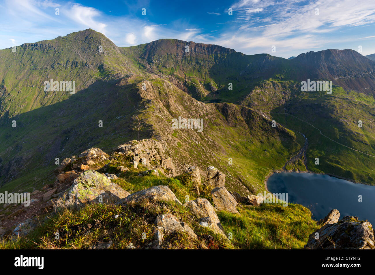 De Snowdon, le Lliwedd Y Snowdon Horseshoe, Parc National de Snowdonia, Gwynedd, Pays de Galles, Royaume-Uni, Europe Banque D'Images