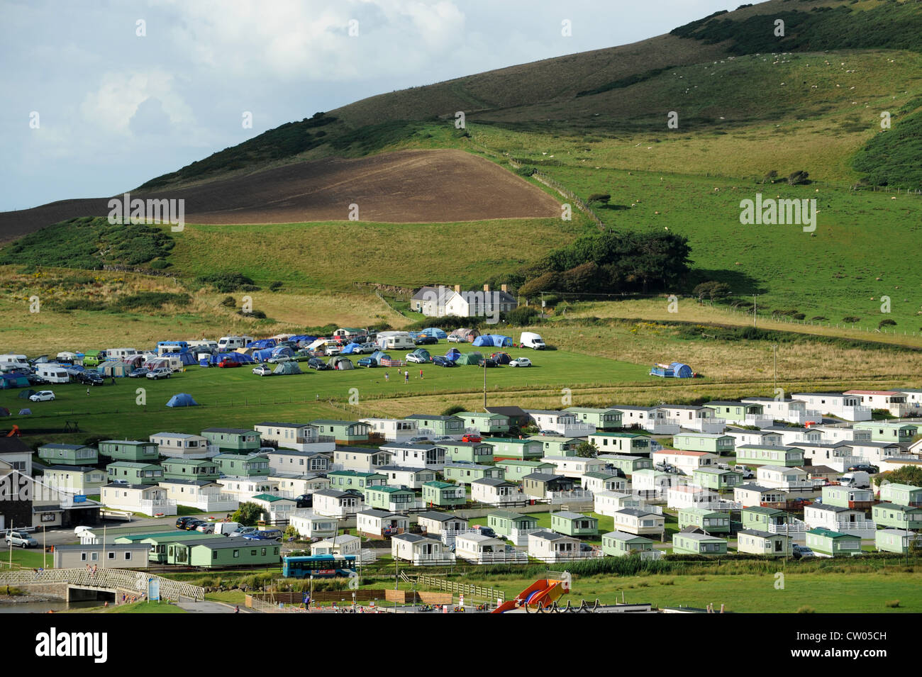Parcs de caravanes à Clarach Bay près de Aberystwyth Wales UK Banque D'Images