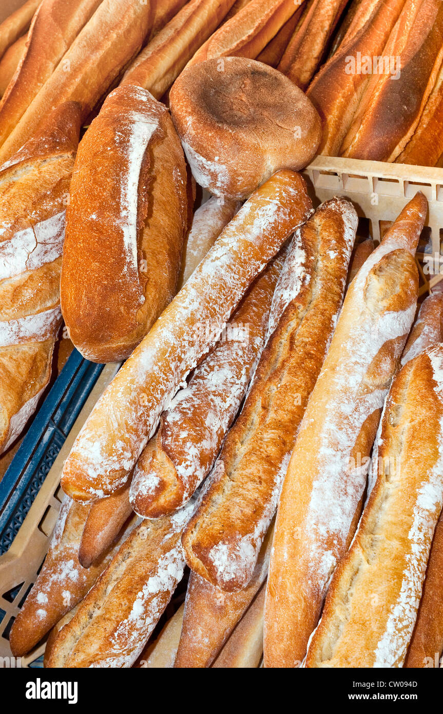 Sélection de pains et baguettes - France. Banque D'Images