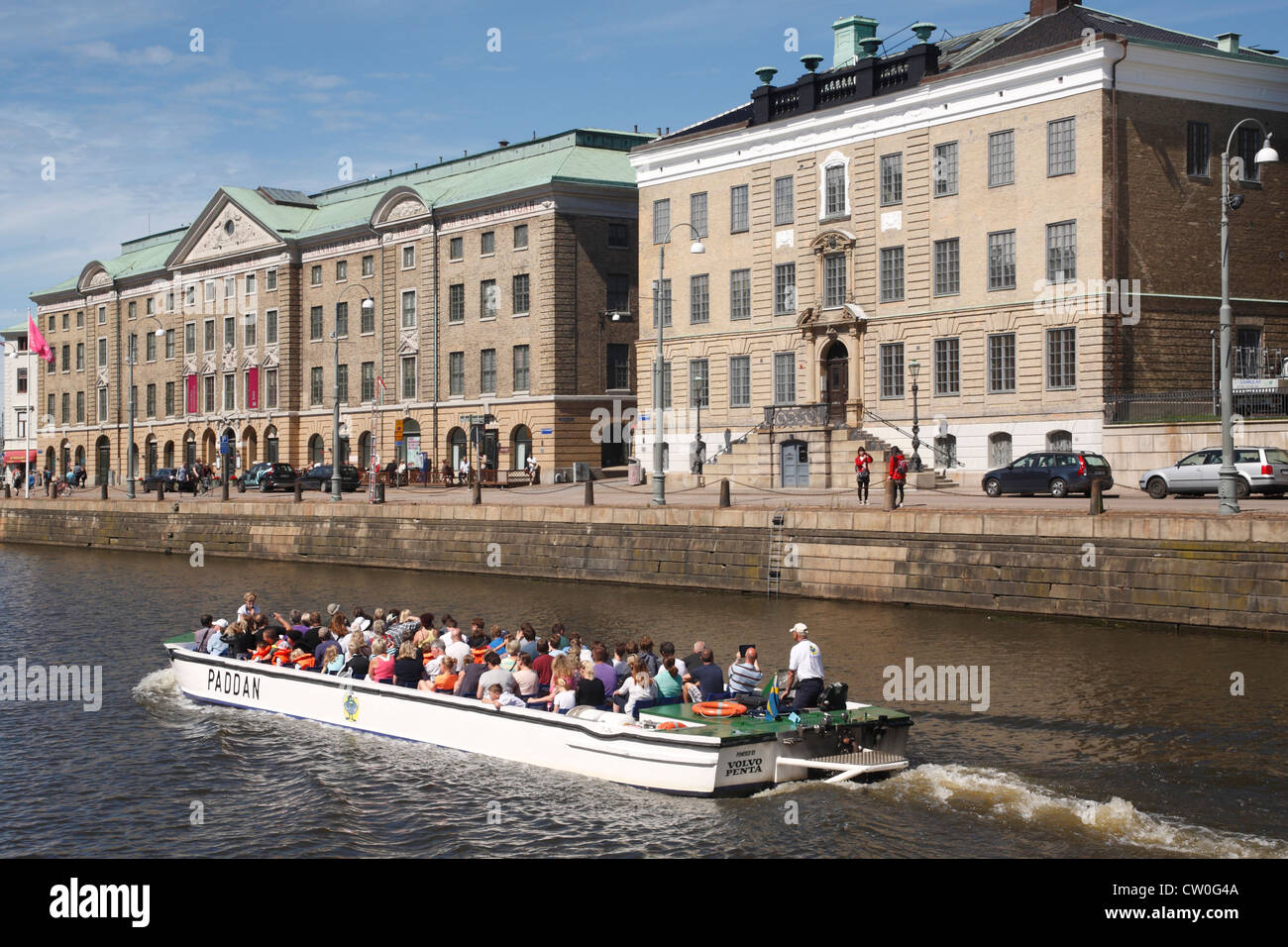 La Suède Göteborg, Hamnkanalen & boat Banque D'Images