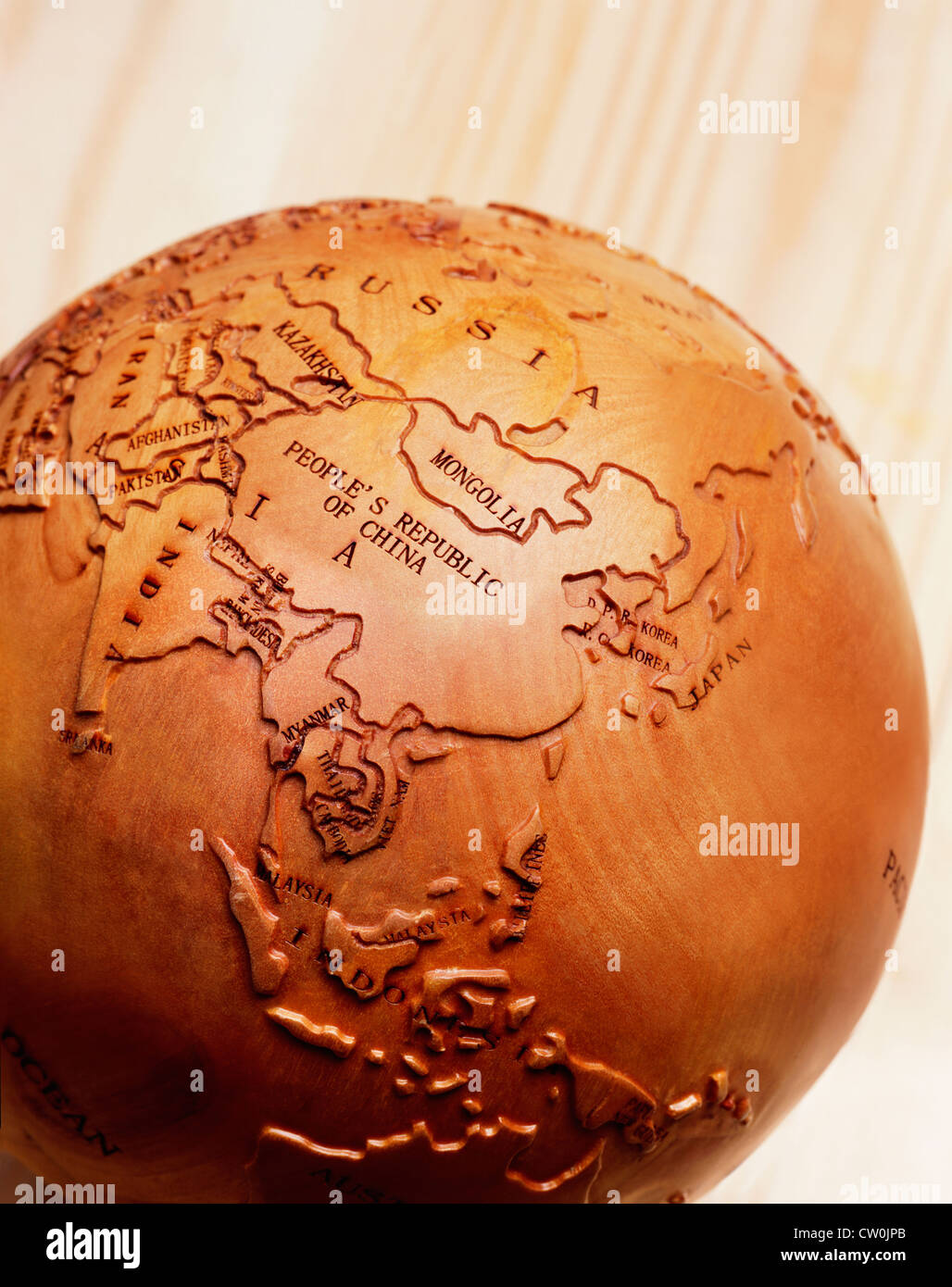 Modèle fabriqué globe montrant la république populaire de Chine Banque D'Images