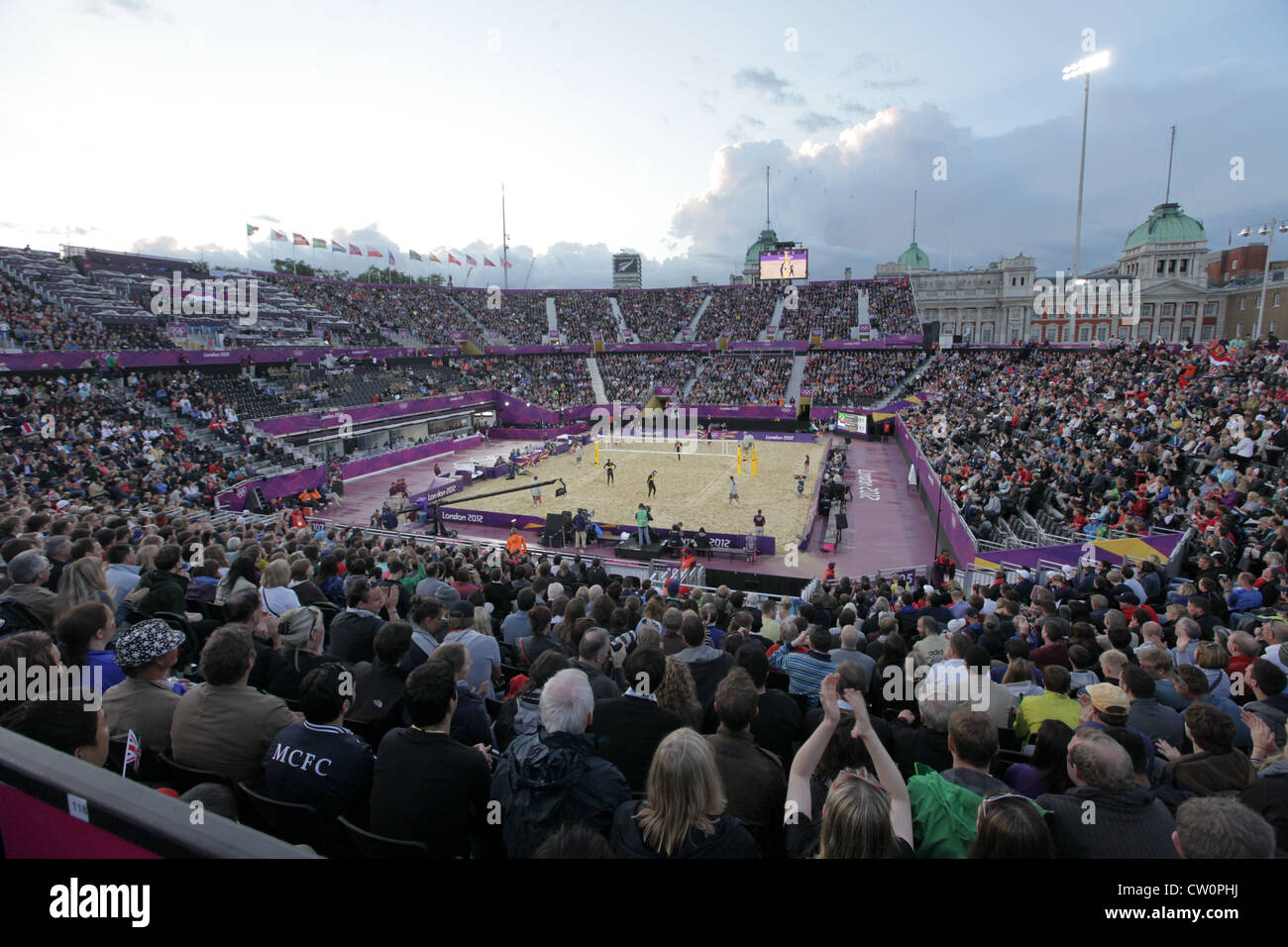 Jeux olympiques DE BEACH VOLLEY BALL HORSE GUARDS PARADE À LONDRES PENDANT LES JEUX DE 2012. Banque D'Images