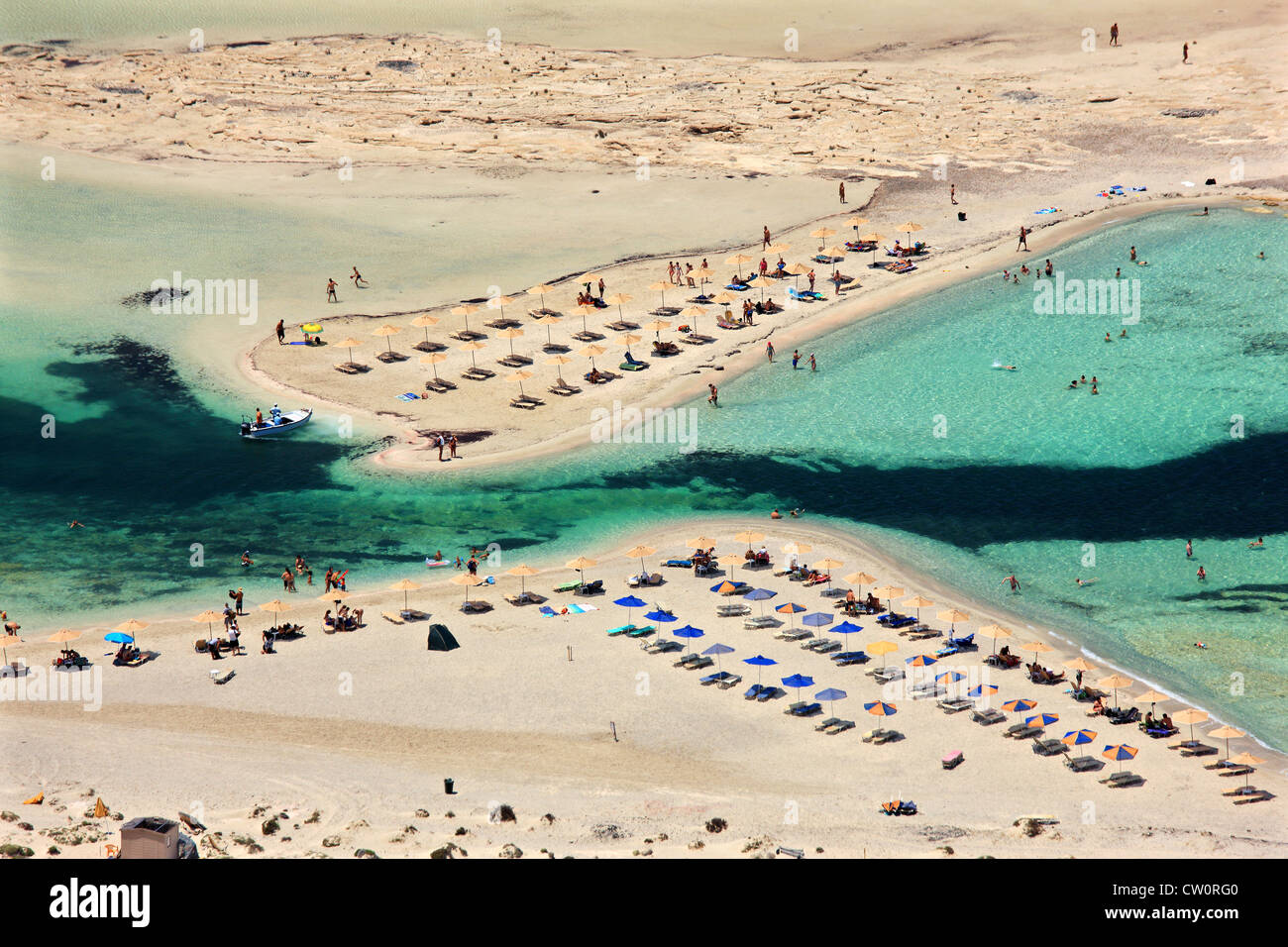 Balos (Gramvousa) plage sur la côte de l'île de Crète norhwest, dans la préfecture de Chania, Grèce. Banque D'Images