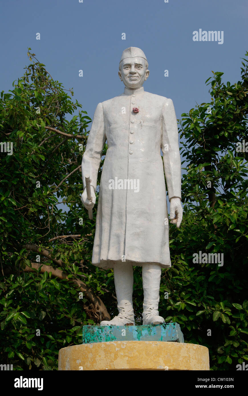 Sculpture Jawaharlal Nehru Monument à Pondicherry puducherry Tamil Nadu Inde.D'abord le Premier Ministre indien et Leader Politique Banque D'Images