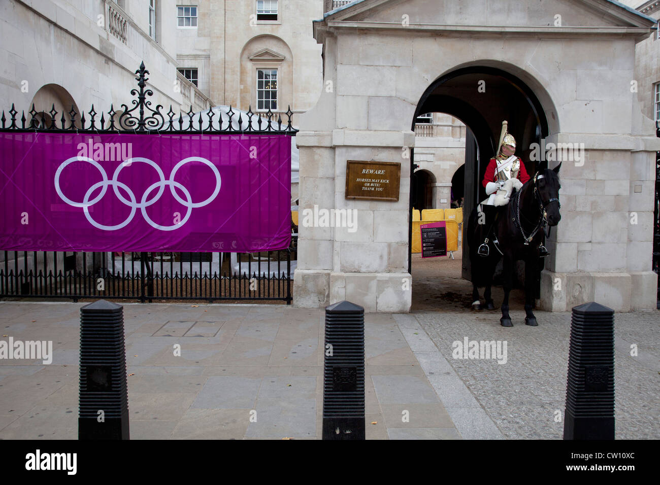 Horse Guards Parade qui fut le foyer de beach-volley pendant les Jeux Olympiques de 2012 à Londres. Banque D'Images