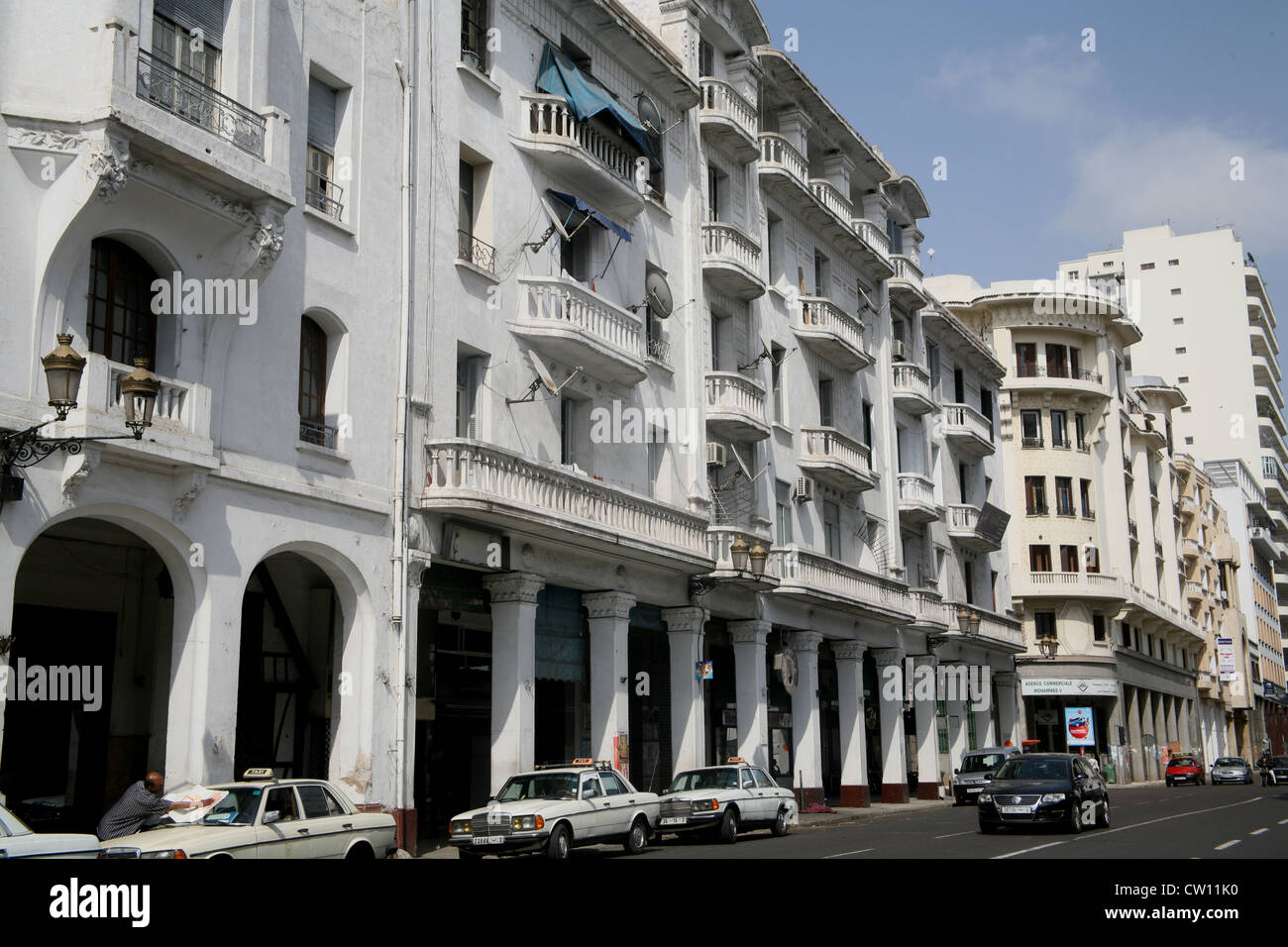 Bâtiments d'architecture des années 1930 sur le boulevard Mohammed V Casablanca Maroc Banque D'Images