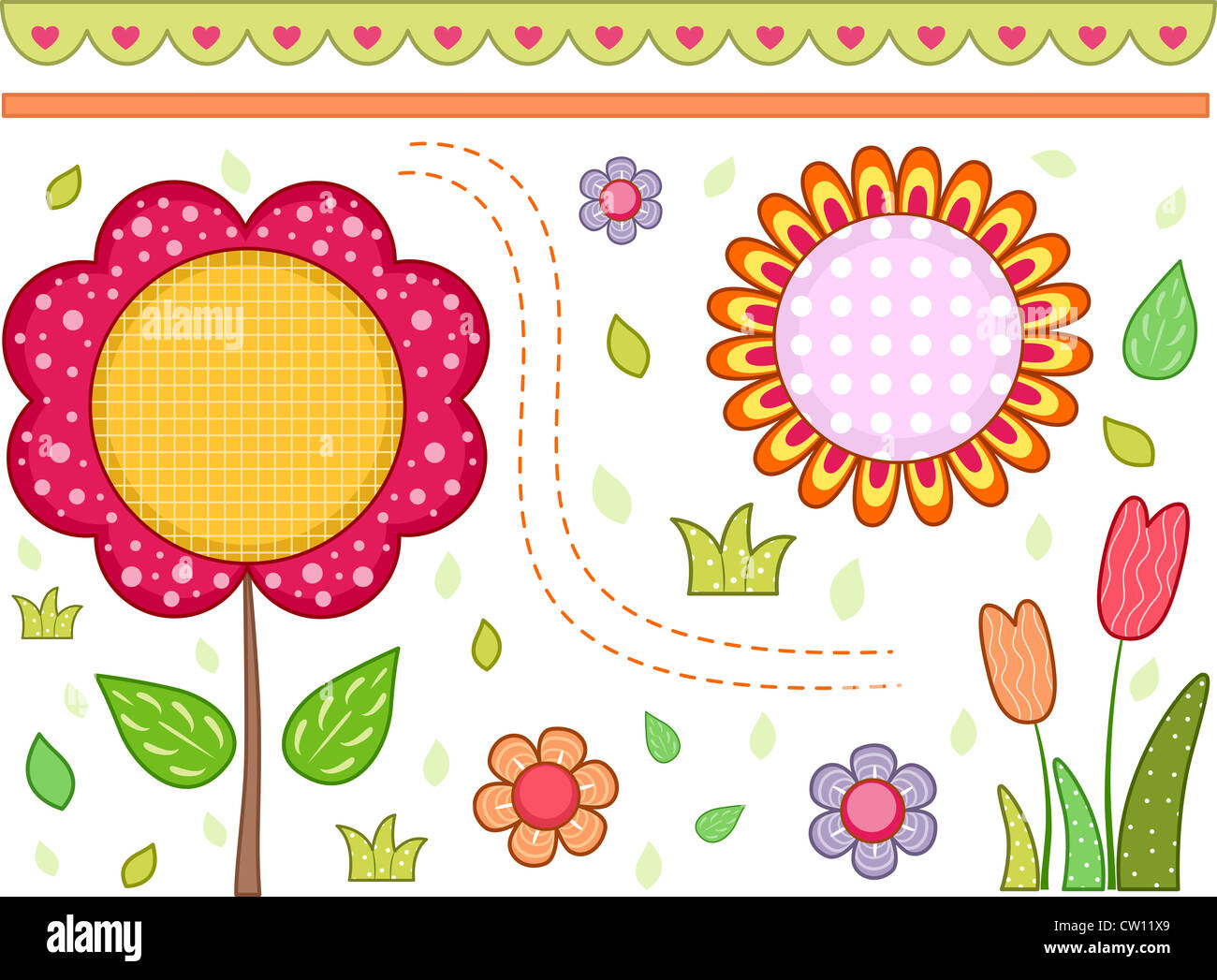 Illustration de la frontière avec un thème floral Banque D'Images