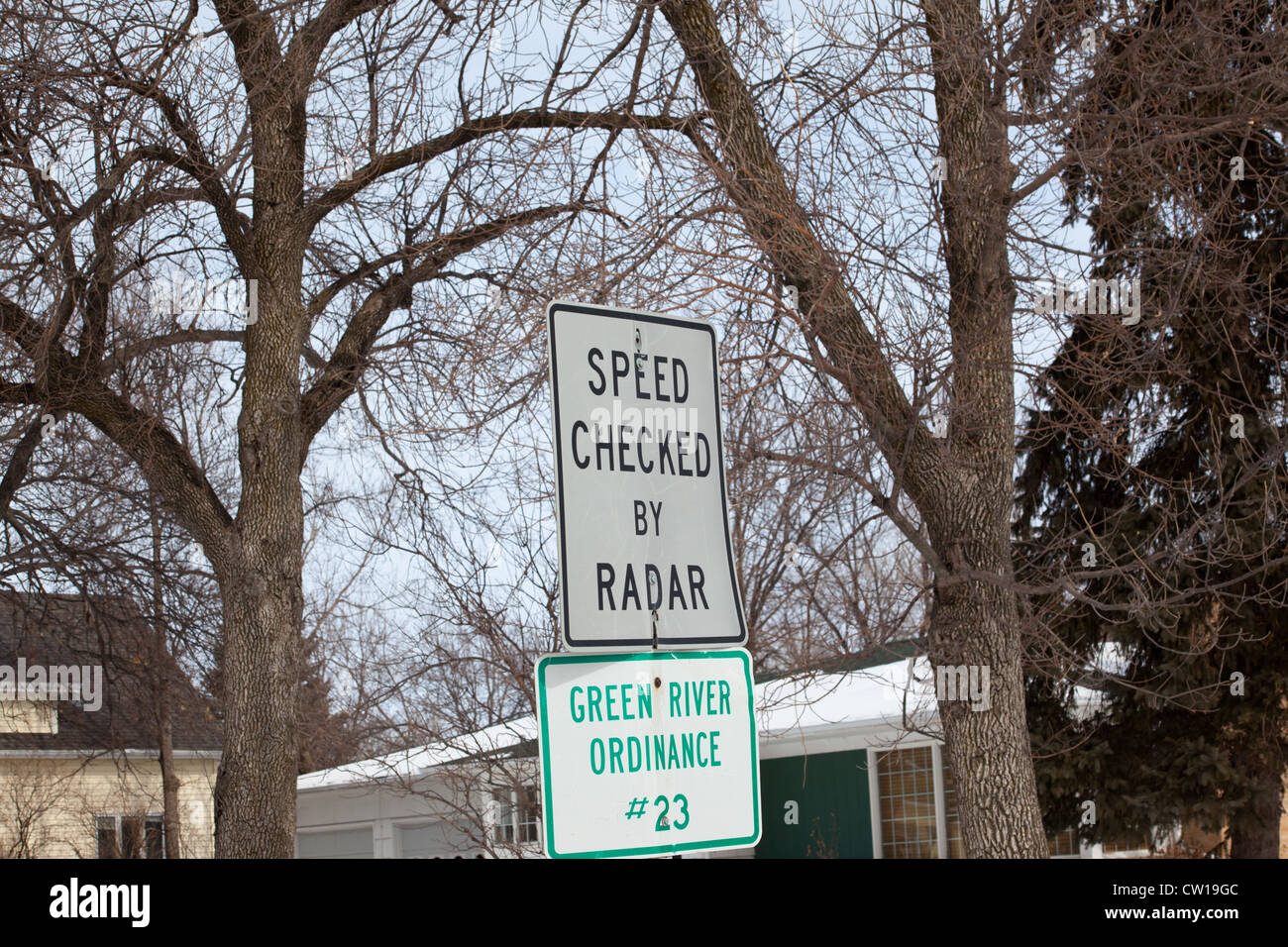 Contrôler la vitesse par radar Green River ordinance Banque D'Images