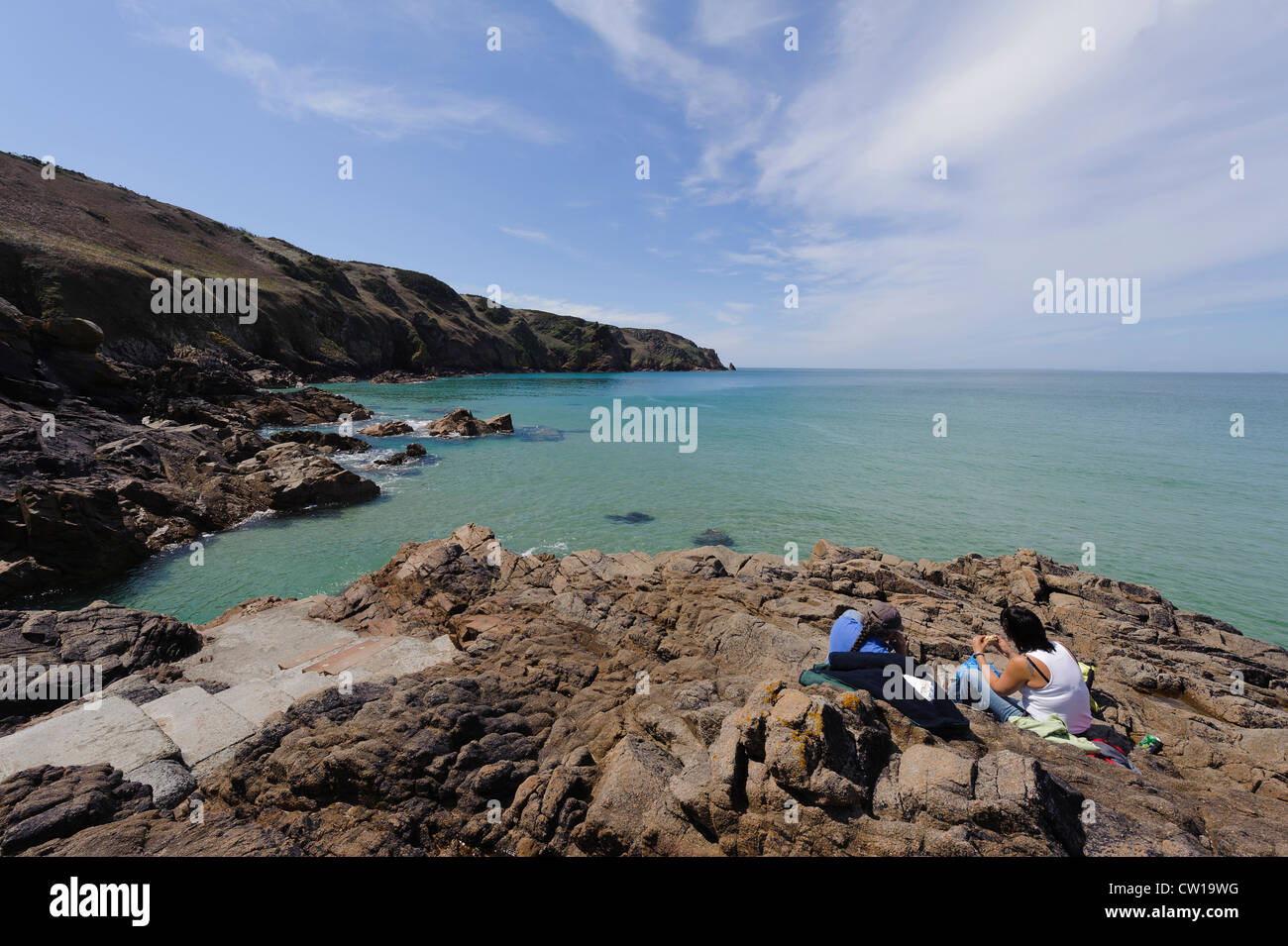 Plémont Bay, île de Jersey, Channel Islands Banque D'Images