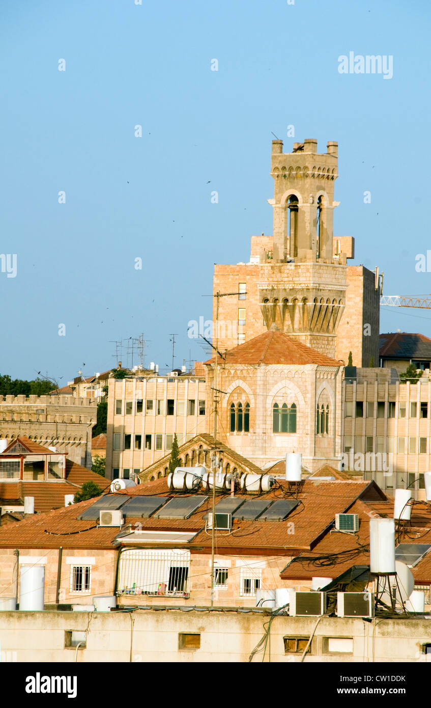 Vue sur le toit avec l'architecture de Jérusalem Palestine Israël synagogue mosquée temples églises Banque D'Images