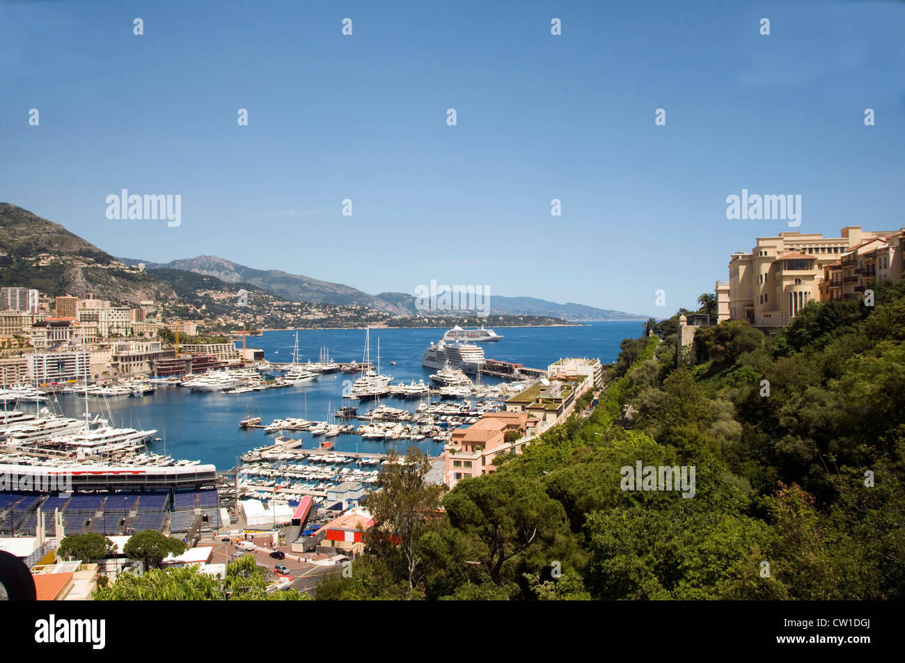 Panorama du port de Monte Carlo yachts Monaco Grand Prix pendant la course automobile Banque D'Images