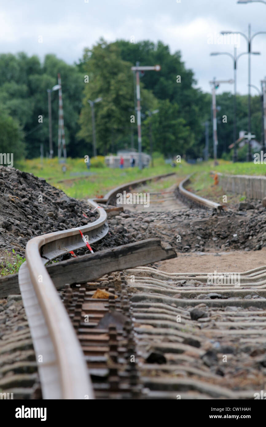 Au cours de la rail flexible plié la modernisation de la voie Banque D'Images