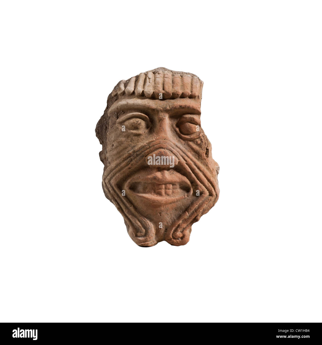 Masque en terre cuite de Humbaba l'Assyrien gardien de la forêt de cèdres, 2e millénaire BCE Banque D'Images