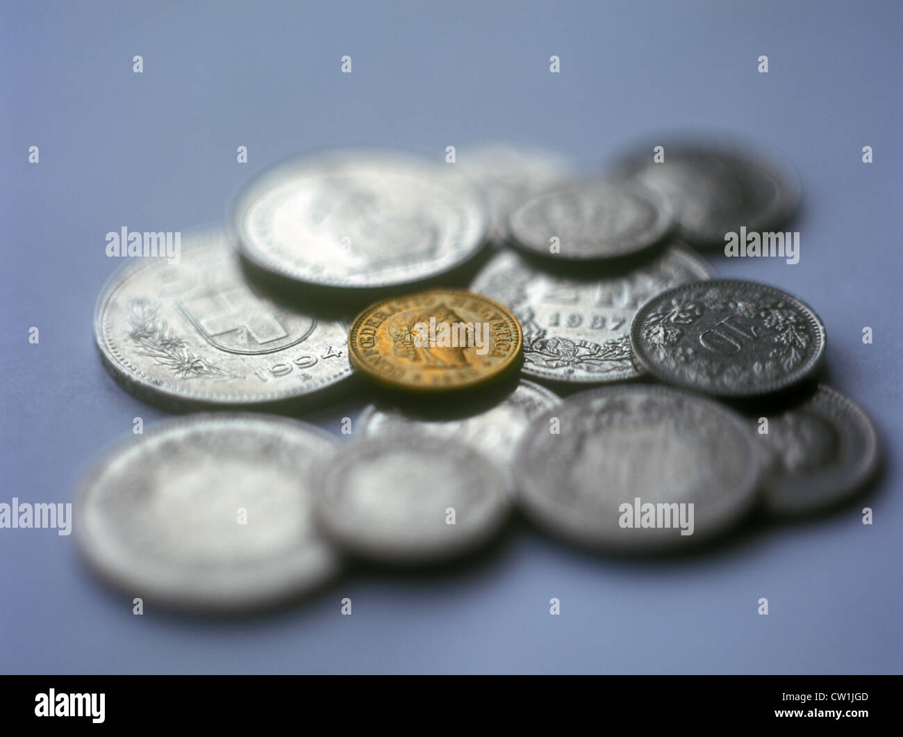 Pièces de monnaie suisses. Banque D'Images