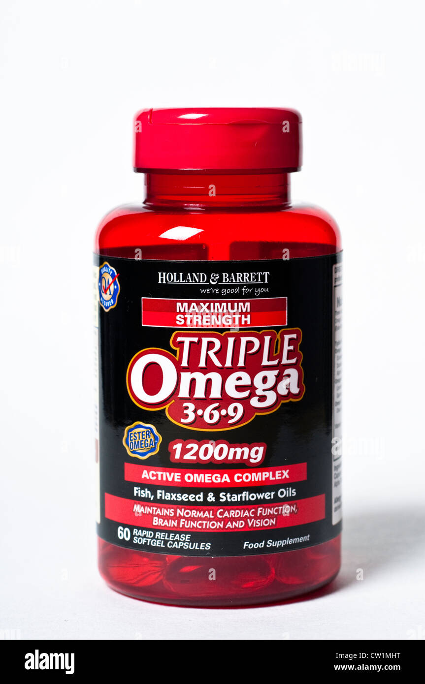 Omega 3, 6 triple et 9 comprimés Banque D'Images