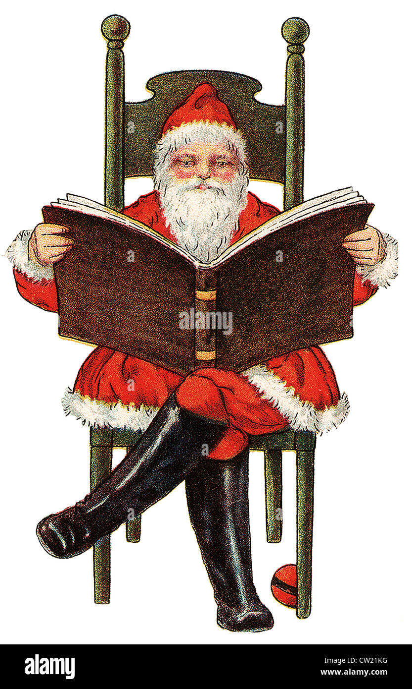 Père Noël assis sur une chaise Banque D'Images
