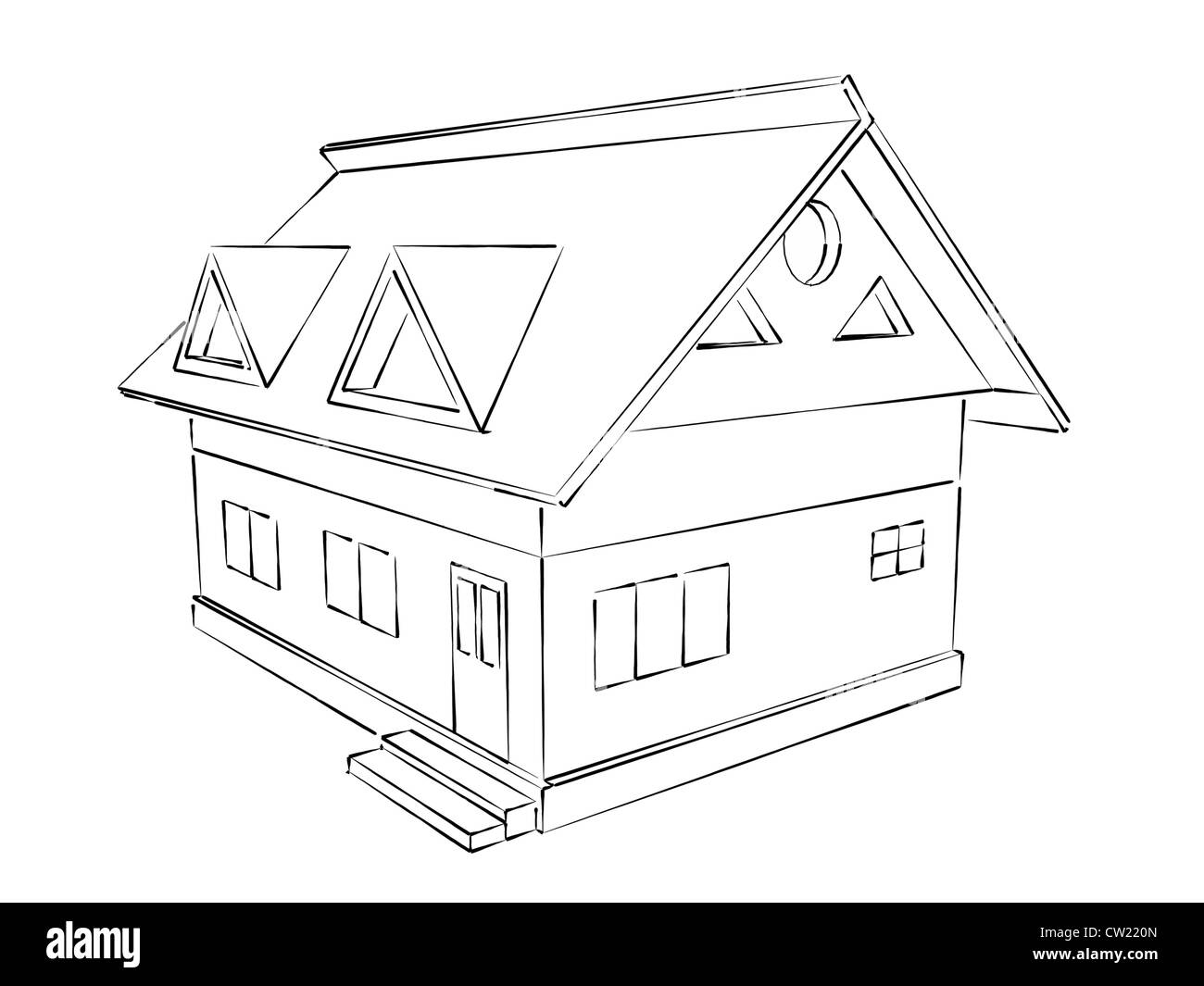 Simple croquis illustration d'une maison Banque D'Images