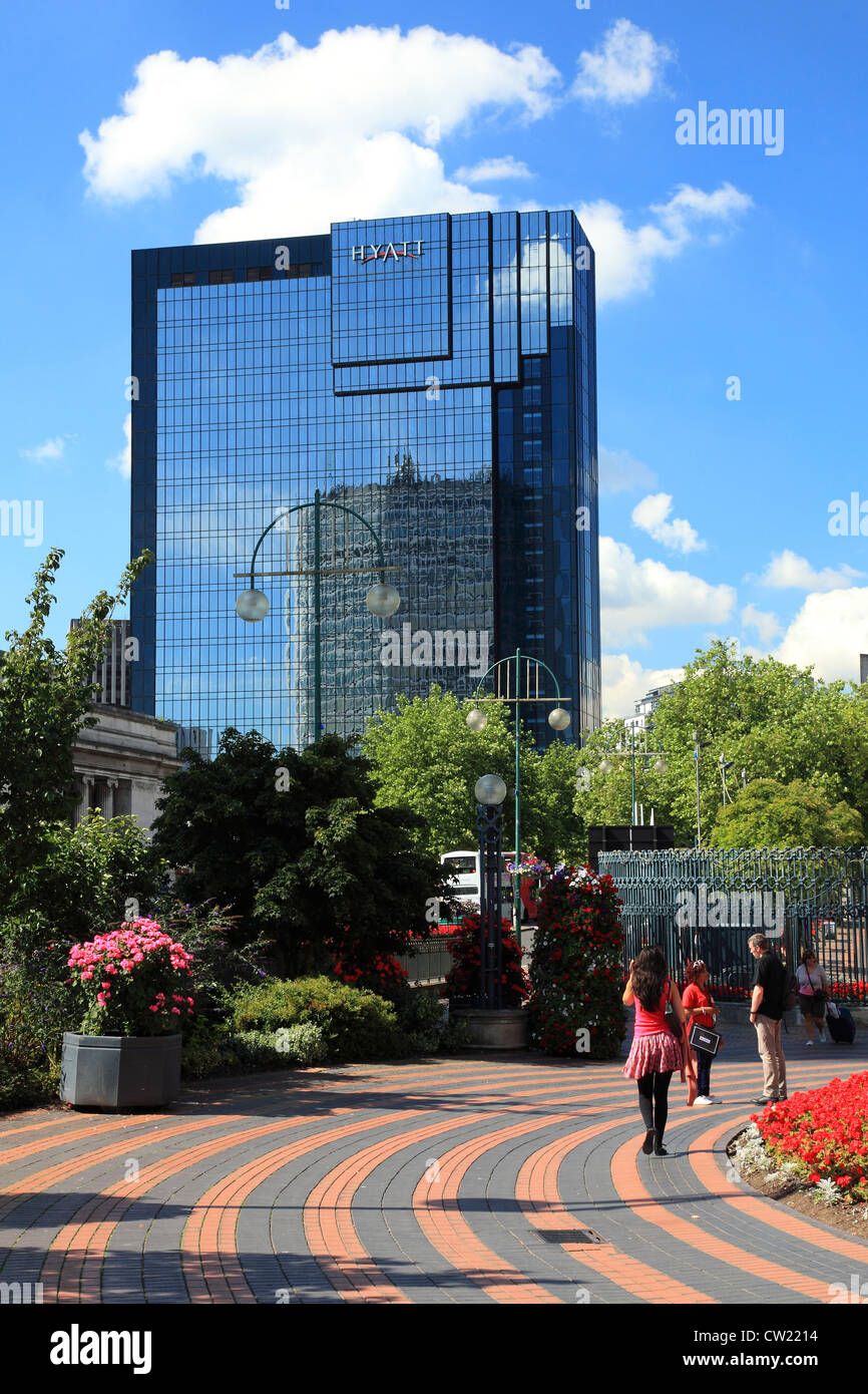 Centenary Square et Hyatt Hotel, Birmingham, Angleterre Banque D'Images