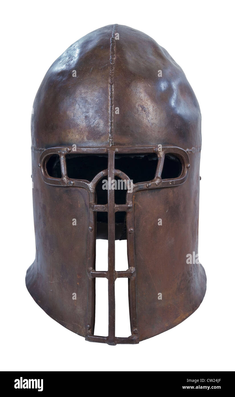 Chevalier médiéval metal helm pour pouvoir afficher et de protection Banque D'Images