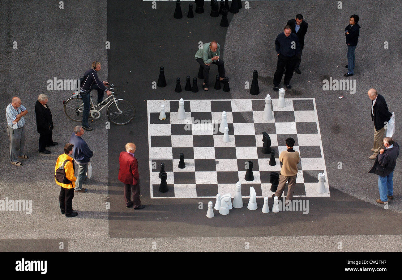 Joueurs d'échecs à Bâle, Suisse Banque D'Images