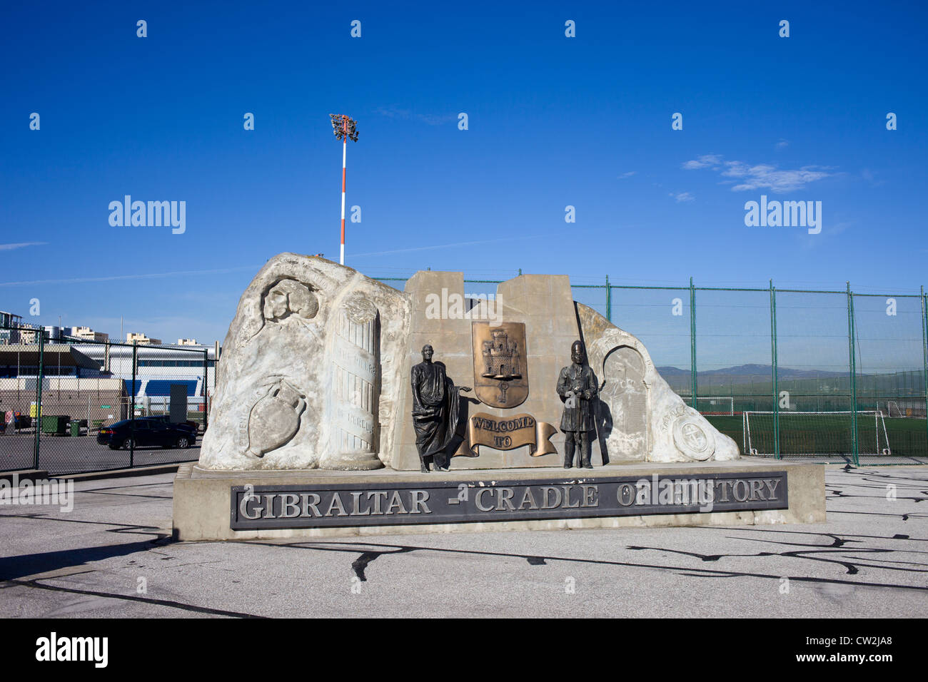 Gibraltar welcome monument - berceau de l'histoire. Banque D'Images