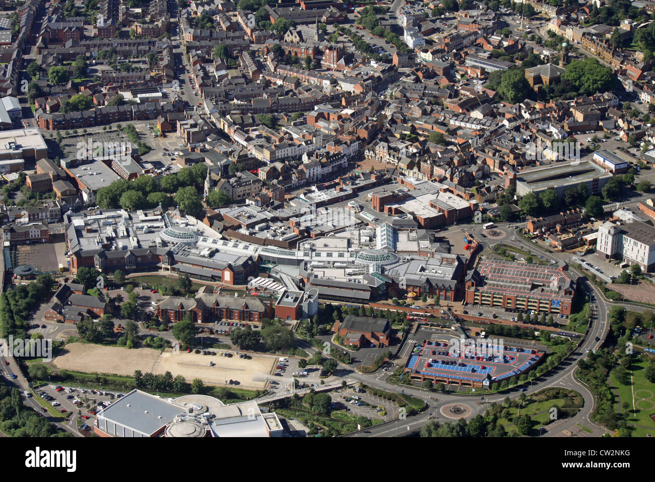 Vue aérienne de Banbury Castle Quay Shopping Centre, Oxfordshire Banque D'Images