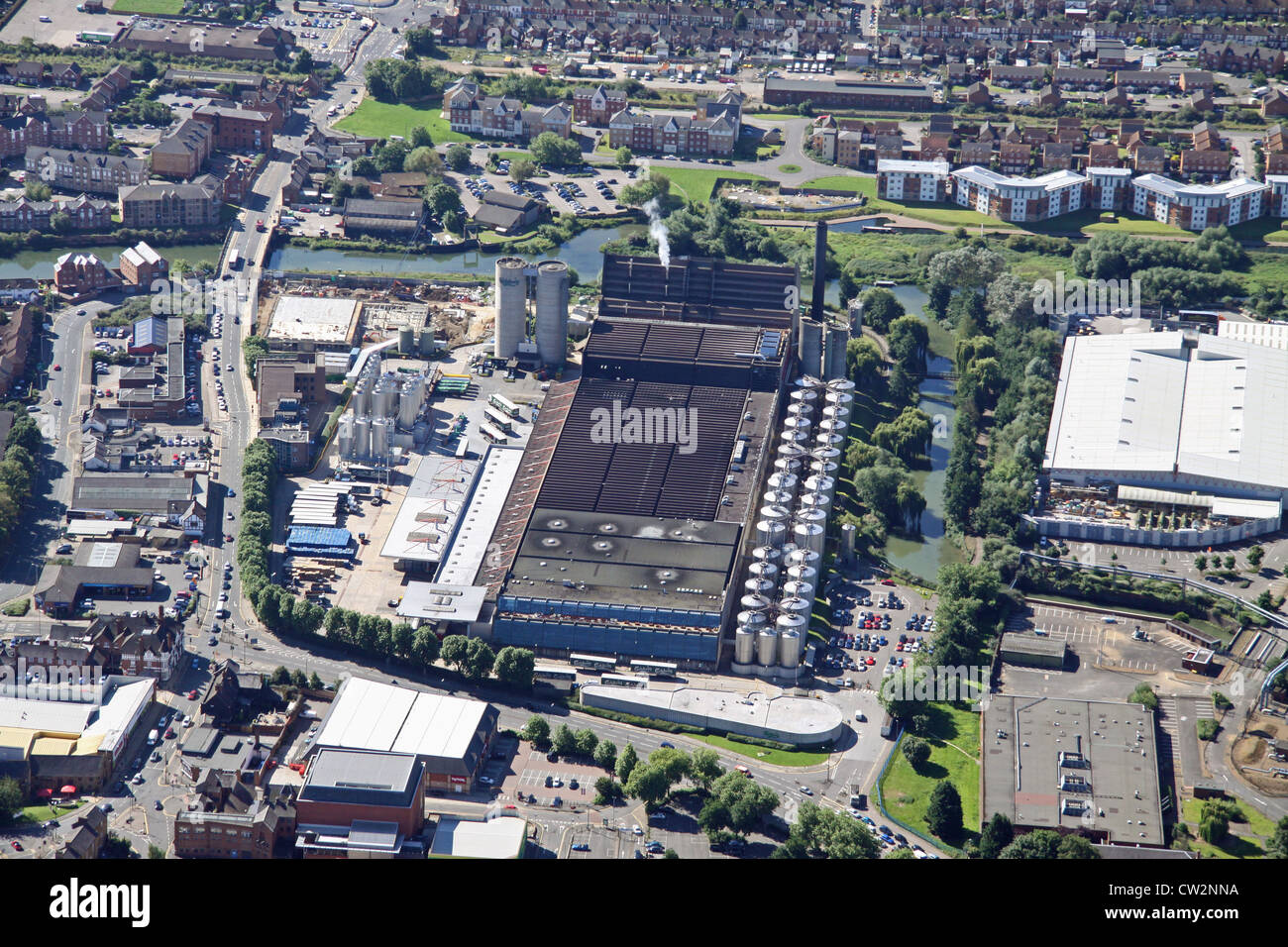 Vue aérienne de la brasserie Carlsberg, Northampton, Royaume-Uni Banque D'Images