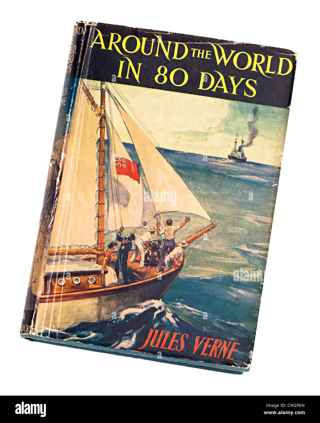 Aventure pour enfants classique livre d'histoires autour du monde en 80 jours par Jules Verne Banque D'Images