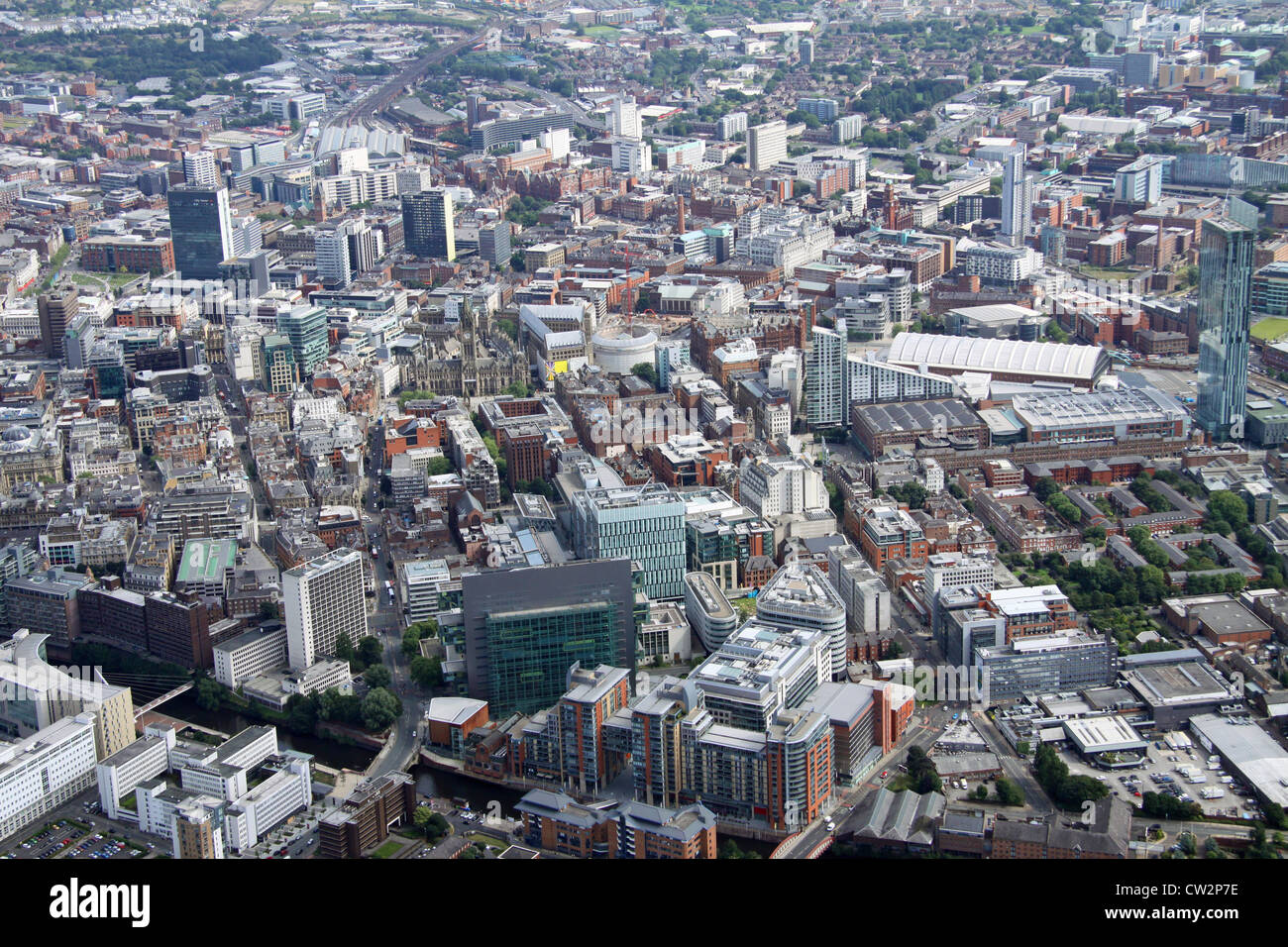 Vue aérienne du centre-ville de Manchester du Nord Banque D'Images
