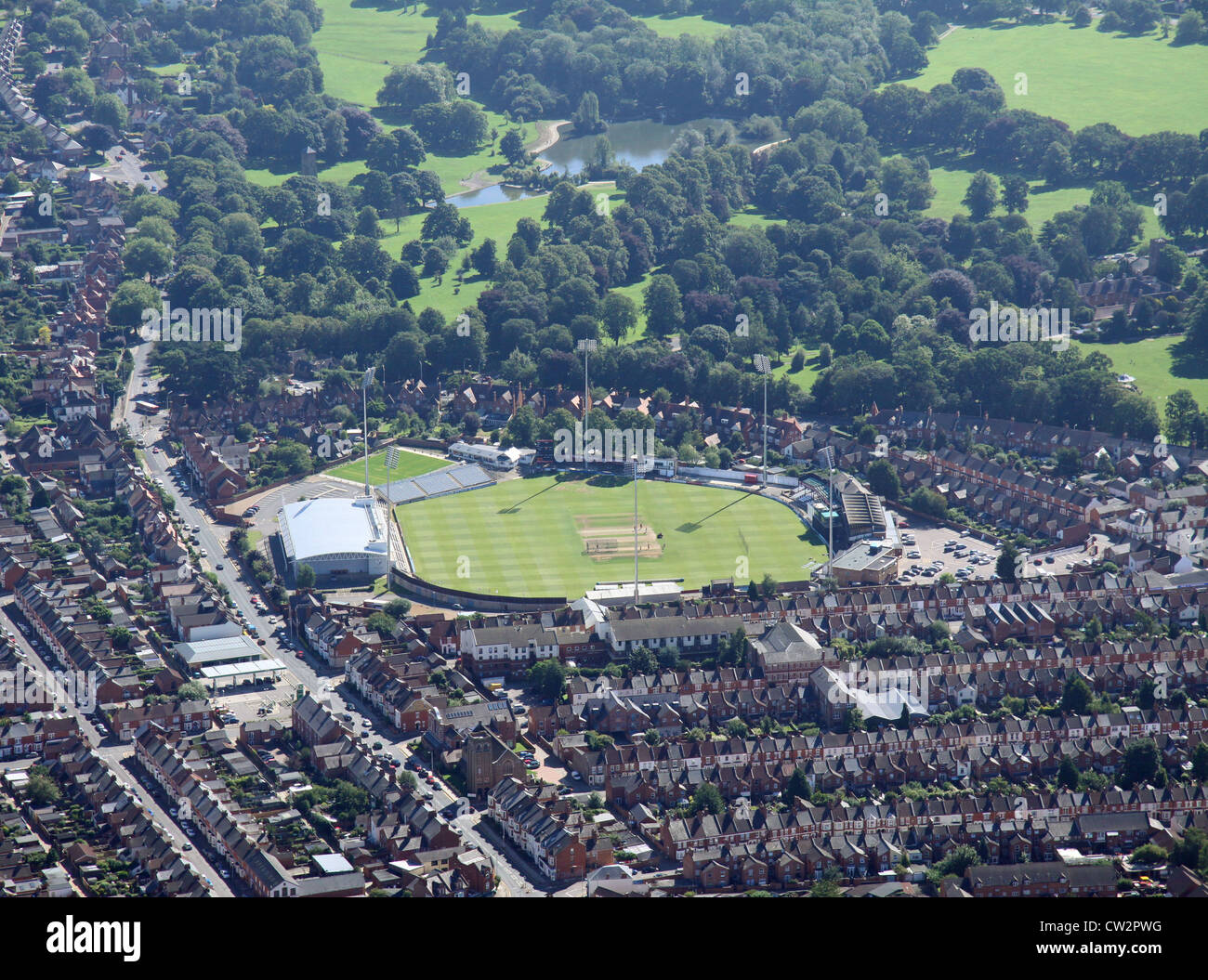 Vue aérienne de Northamptonshire County Cricket Club sol, Northampton Banque D'Images