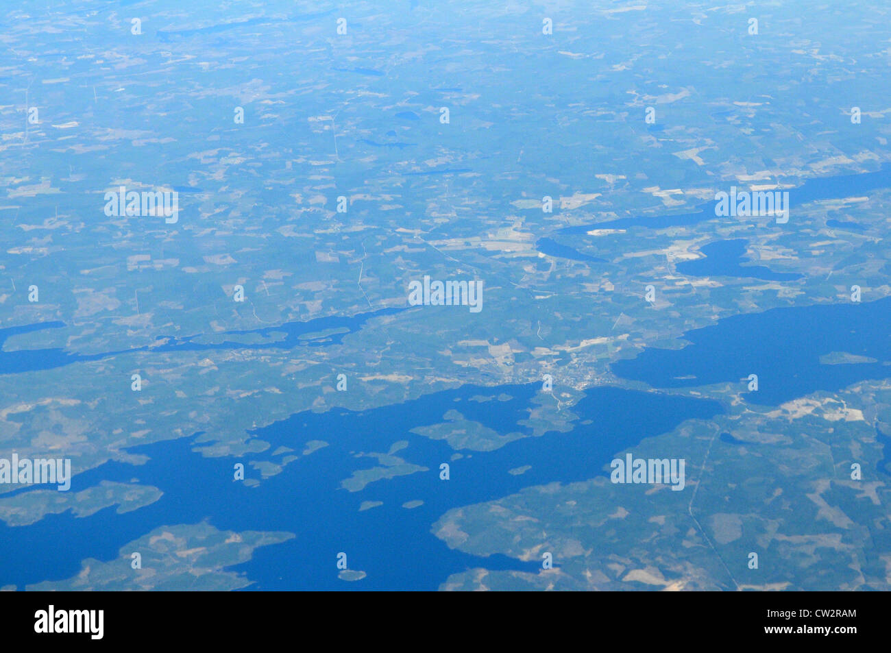 Photo aérienne du lac typiquement finlandais, la Finlande Banque D'Images