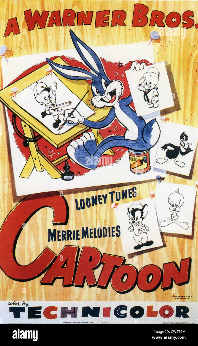 BUGS BUNNY sur un 1945 Warner Bros affiche publicitaire de leurs personnages de dessins animés Banque D'Images