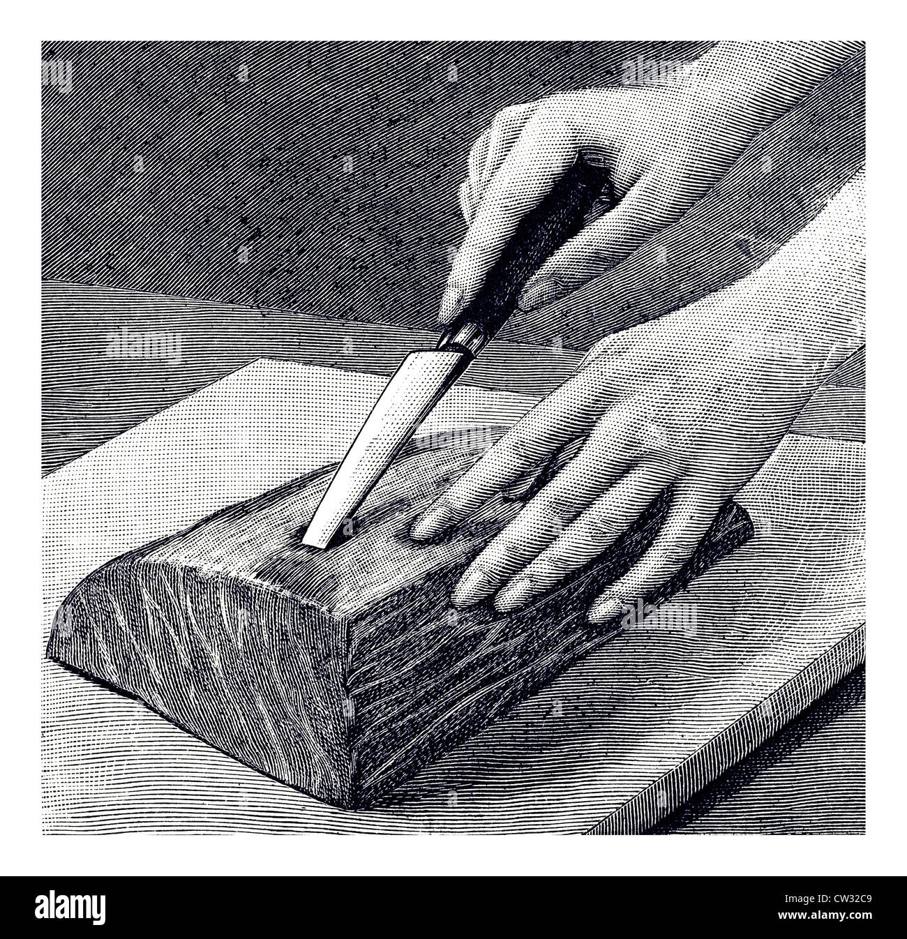Preparting le trous lard Banque D'Images