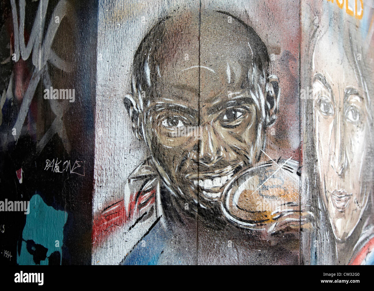 Mo Farah Graffiti le médaillé d'or olympique Londres UK Banque D'Images