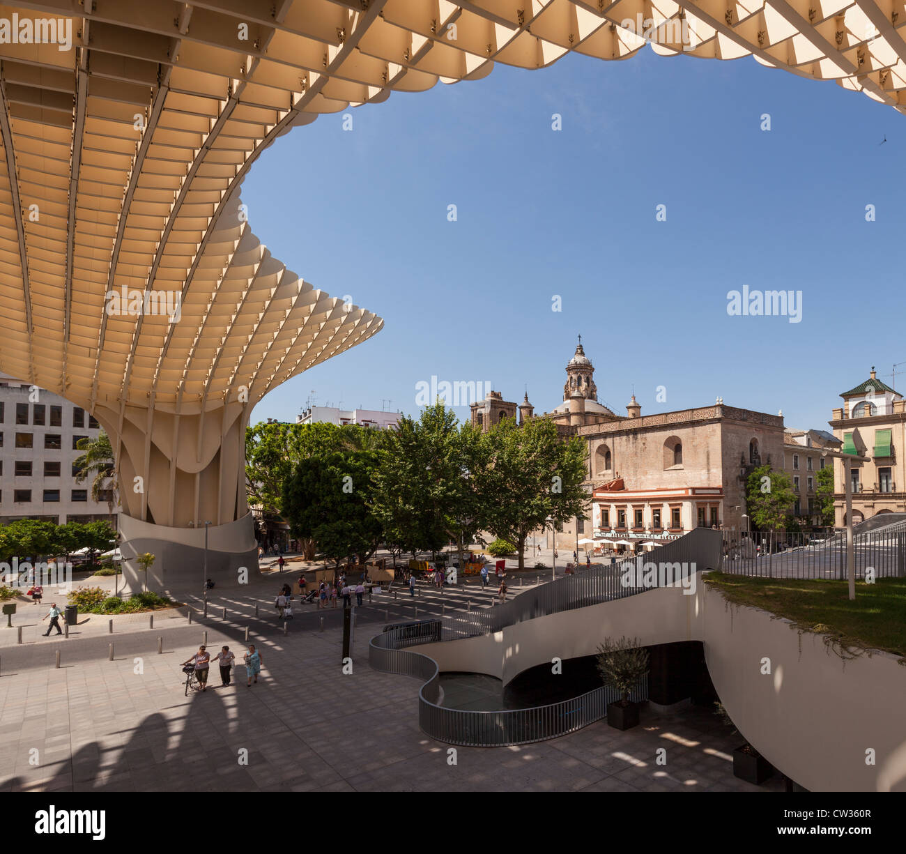 La Encarnacion Metropol Parasol carré avec, Séville, Andalousie, Espagne, Europe. Banque D'Images