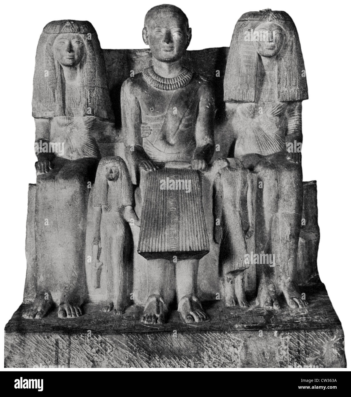 Groupe de l'Ptahmai calcaire et sa famille Banque D'Images
