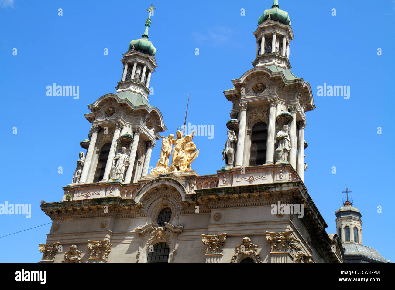 Buenos Aires Argentine, Avenida Adolfo Alsina, Basilique de San Francisco, St.Basilique François,église catholique,façade,architecture religion,statue,Dante, Banque D'Images