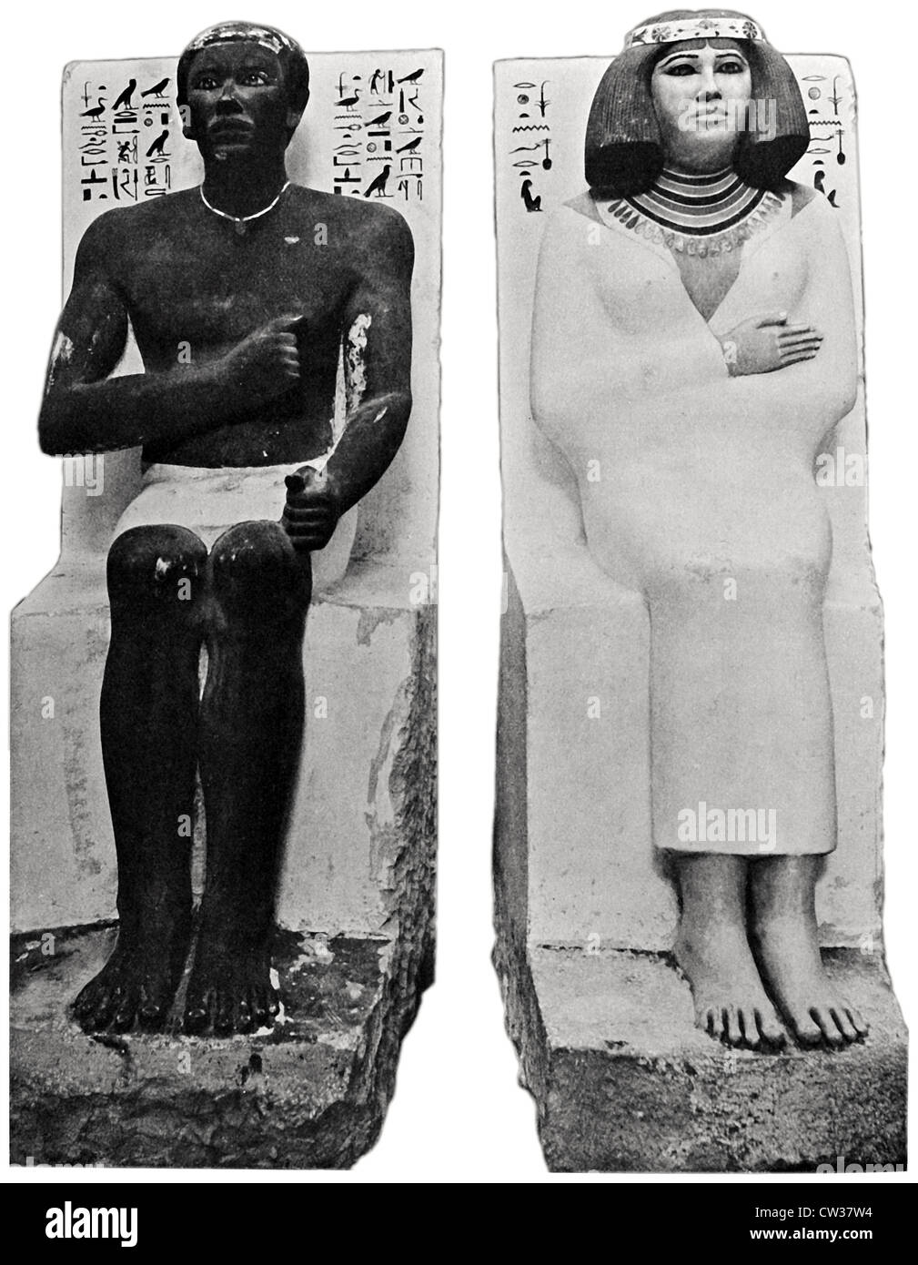Statues de pierre calcaire Rahotep et Nofrit Banque D'Images
