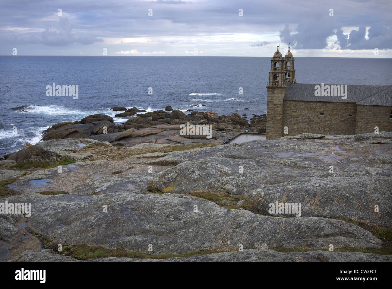 L'église de Santa Maria de Barca à Muxia, l'Espagne. Banque D'Images