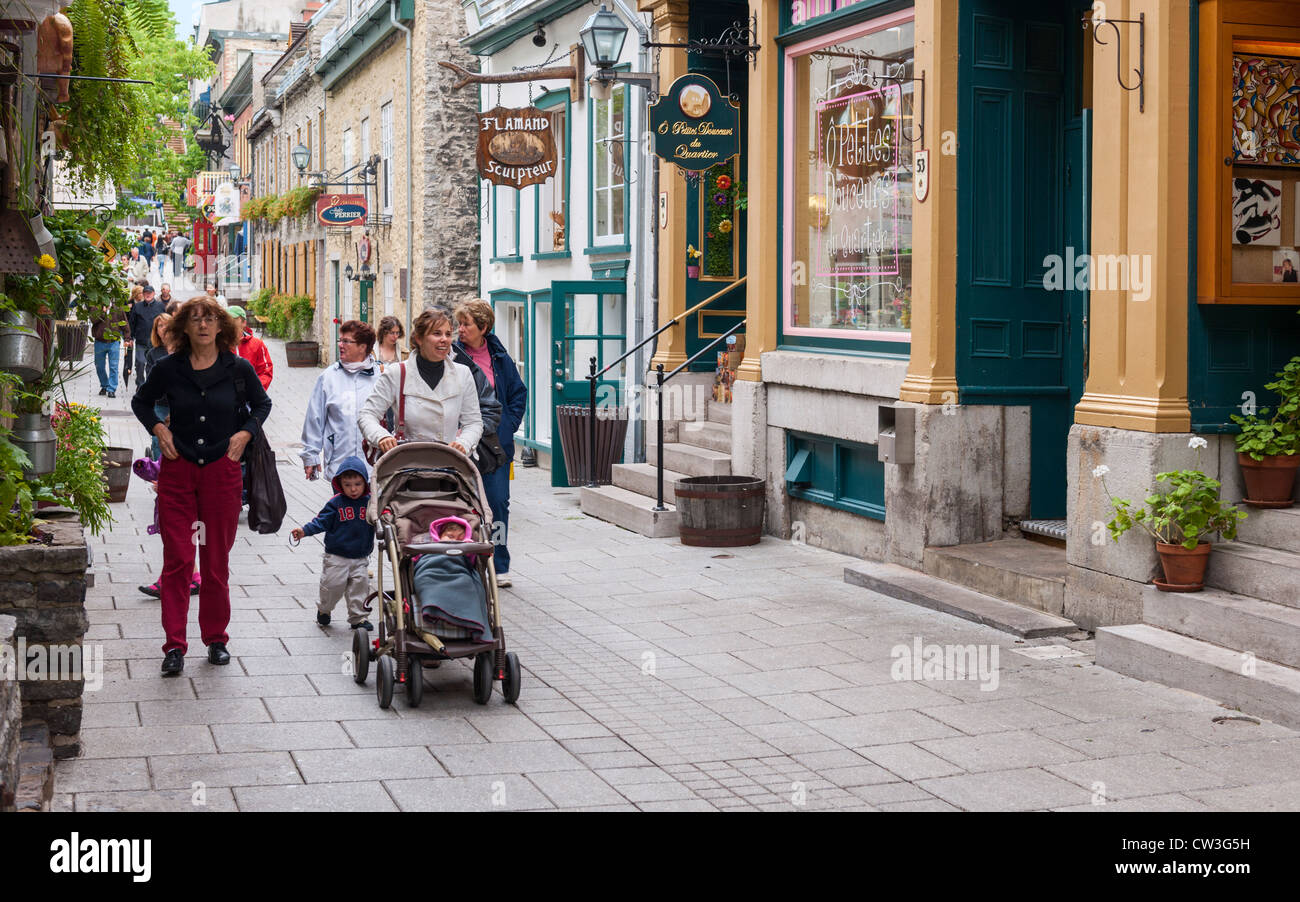 Rue du Petit Champlain, Québec Banque D'Images