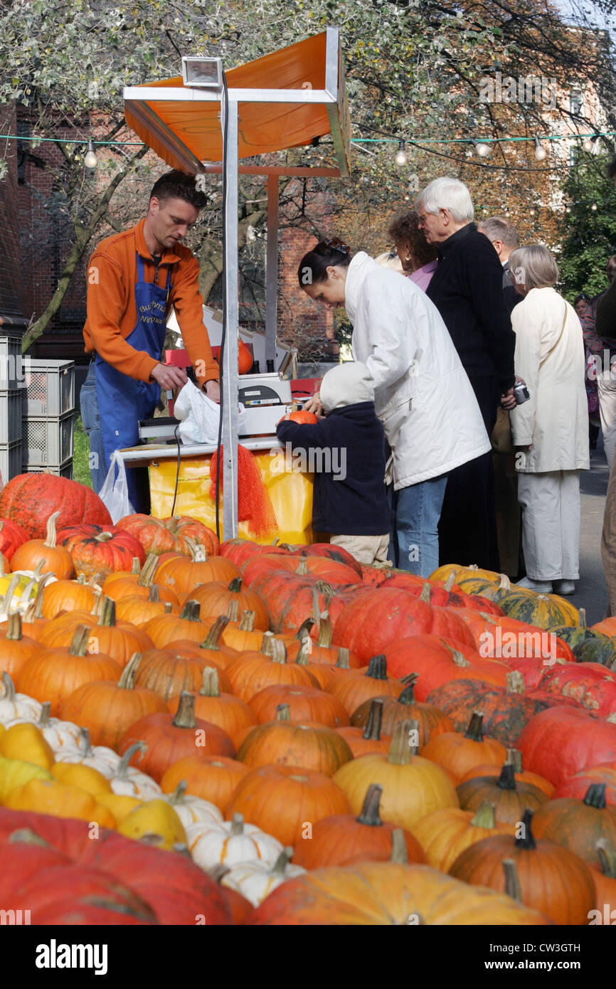 Kuerbisverkauf Berlin, sur un marché Banque D'Images