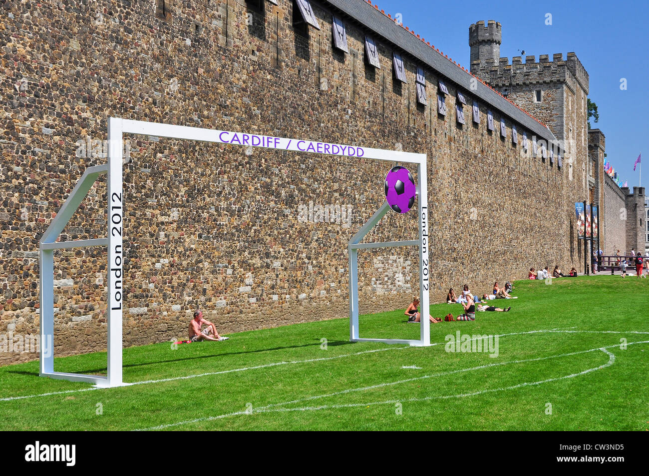 Le Château de Cardiff dans le premier jour de l'ouverture des Jeux Olympiques de Londres en 2012. Banque D'Images