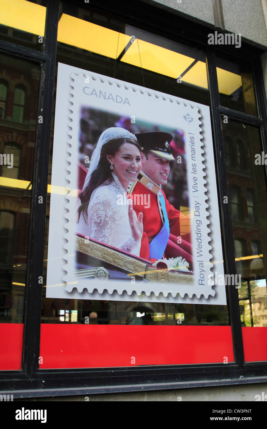 Timbre-poste canadien célèbre le mariage du Prince William, duc de Cambridge, et Catherine Middleton Banque D'Images