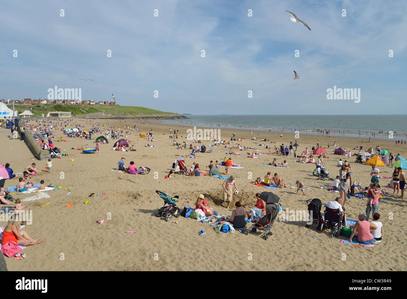 Vue sur la plage, l'île de Barry, Barry, Vale of Glamorgan, Pays de Galles, Royaume-Uni Banque D'Images
