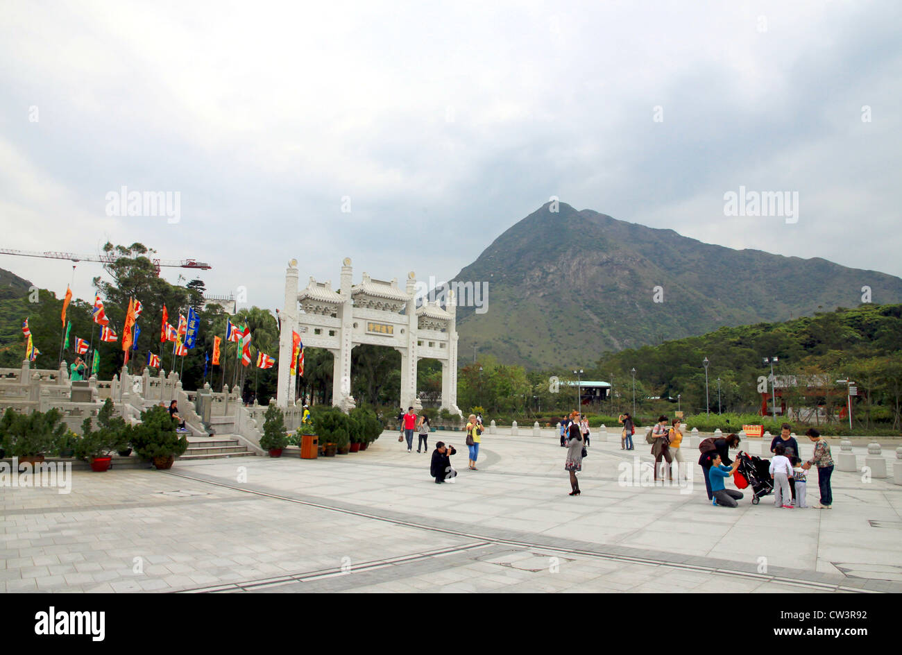 Une vue de la zone sous les Tian Tan Buddha sur l'île de Lantau, Hong Kong Banque D'Images