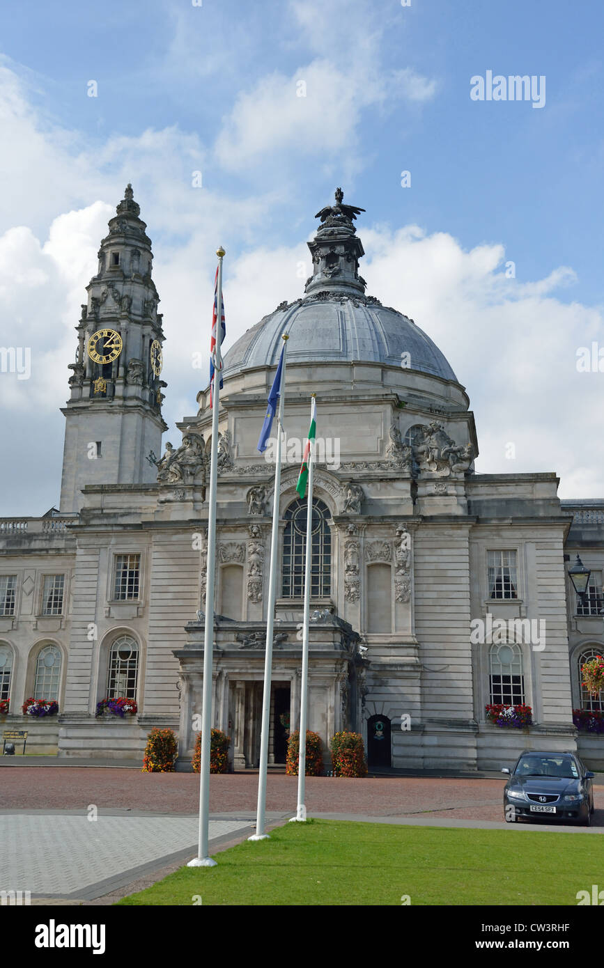 Cardiff City Hall, Cathays Park, Cardiff, Pays de Galles, Pays de Galles, Royaume-Uni Banque D'Images