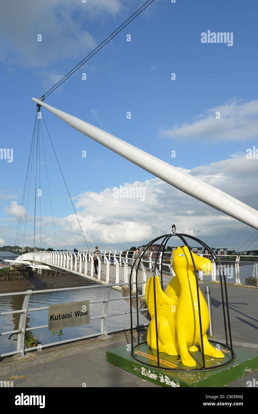 Passerelle de Newport City traversant la rivière Usk, ville de Newport (Casnewydd), pays de Galles (Cymru), Royaume-Uni Banque D'Images