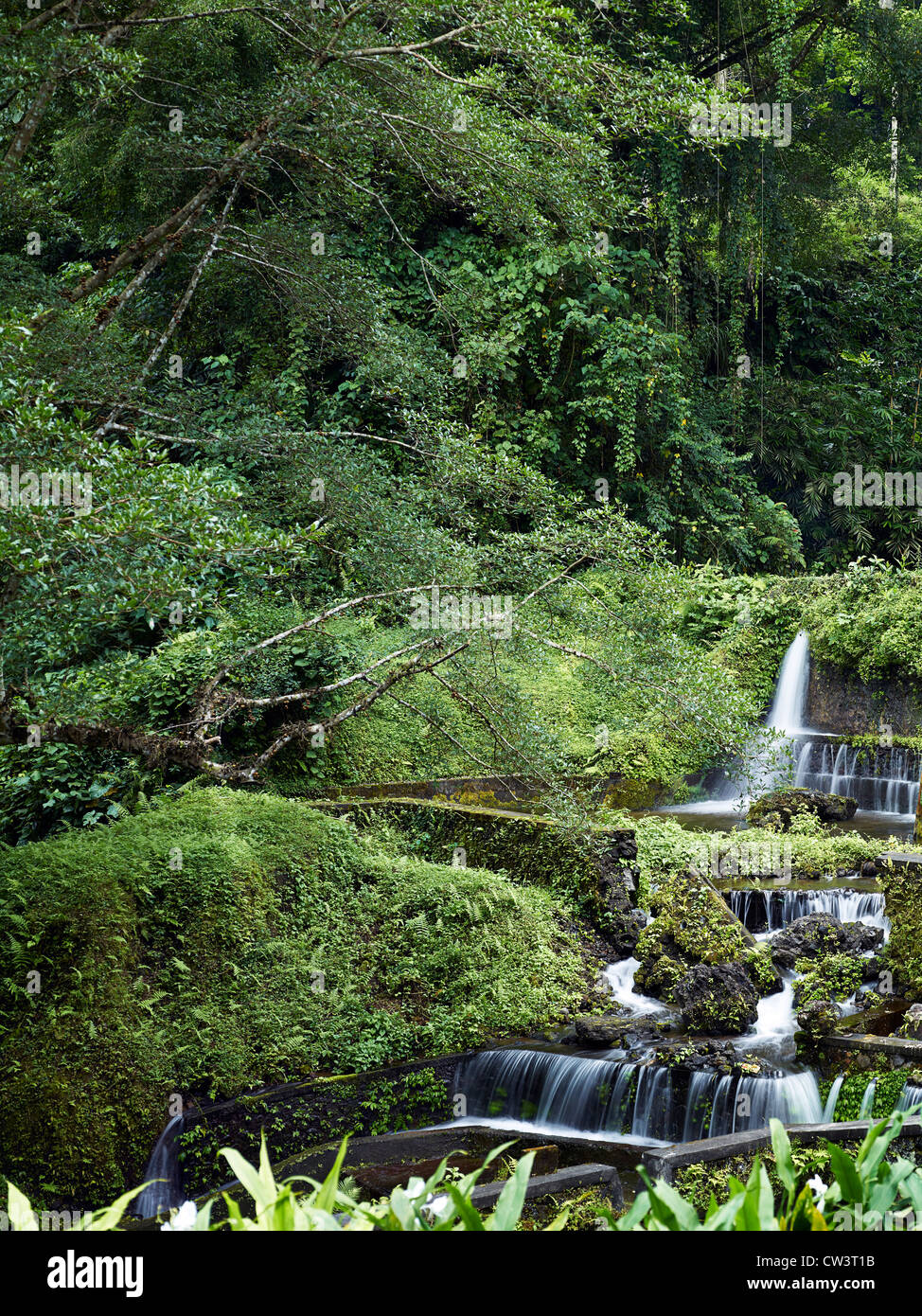 L'eau sacrée temple de Pura Mengening. Le débit d'eaux à travers les Subaks de Tampaksiring. Banque D'Images